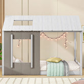 Bellemave® Twin Size House Bed with Roof and Window - Bellemave